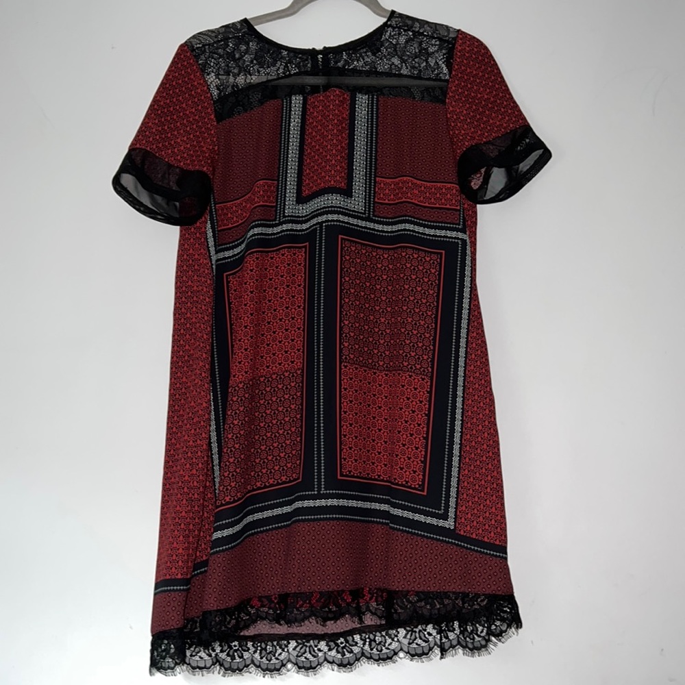 Small Express Red/Black Dress with Lace Trim